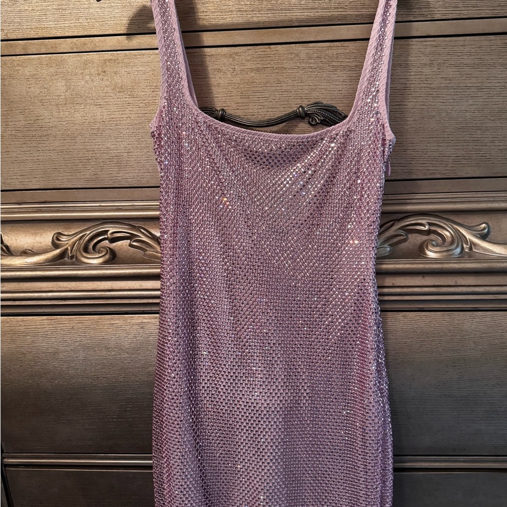 Elegant pink bedazzled Mini Dress in excellent condition worn once! - Picture 2 of 10